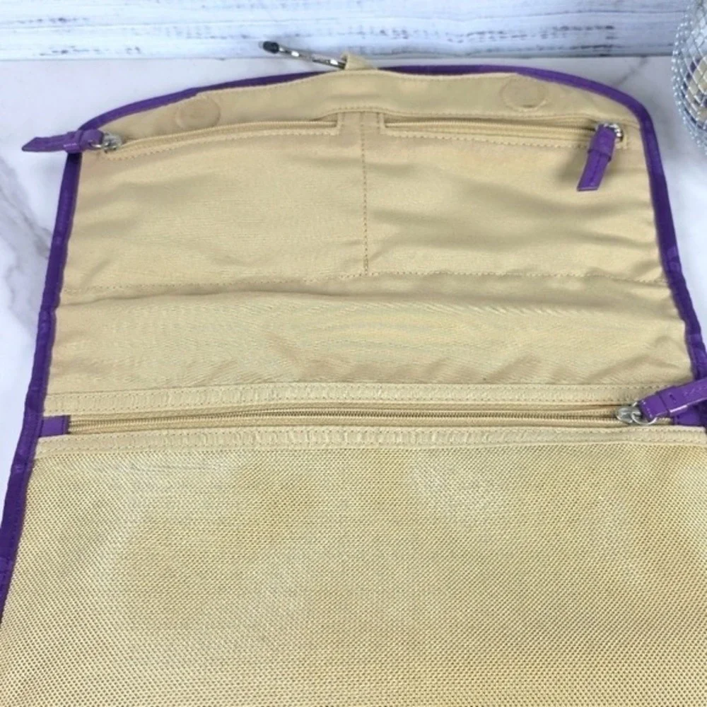 COACH VINTAGE HTF  RARE PURPLE SIGNATURE NYLON TRAVEL ORGANIZER COSMETIC BAG GUC
